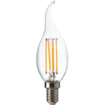 Ecola candle LED Premium 6,0W 220V E14 2700K 360° filament прозр. нитевидная свеча на ветру (Ra 80, 100 Lm/W, КП=0) 125х37